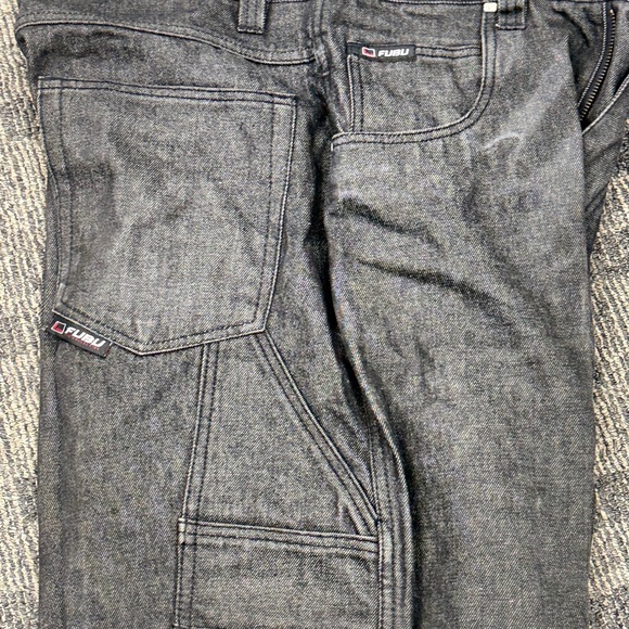 VTG FUBU Dark Gray Men's Relaxed Denim Cargo Jeans 34/34 - Picture 13 of 16